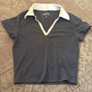 Hollister Blue Polo Shirt with White Collar